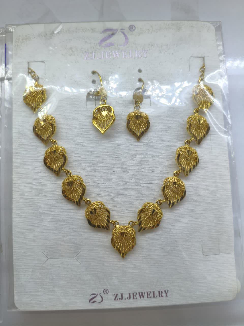 ۲: ست گردنبند و گوشواره طلایی ZJ JEWELRY مدل برگ توری درخشان