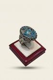 انگشتر مردانه نقره روس با نگین فیروزه شجری