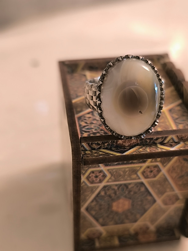 انگشتر مردانه طرح نقره روس با نگین شجر اصل
